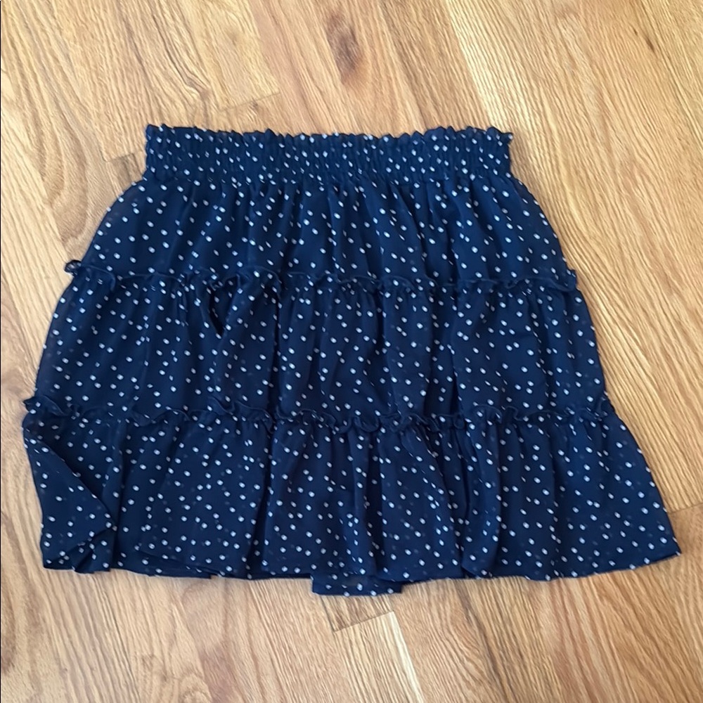 BCX Navy Blue Mini Skirt with White Dots Teen size M